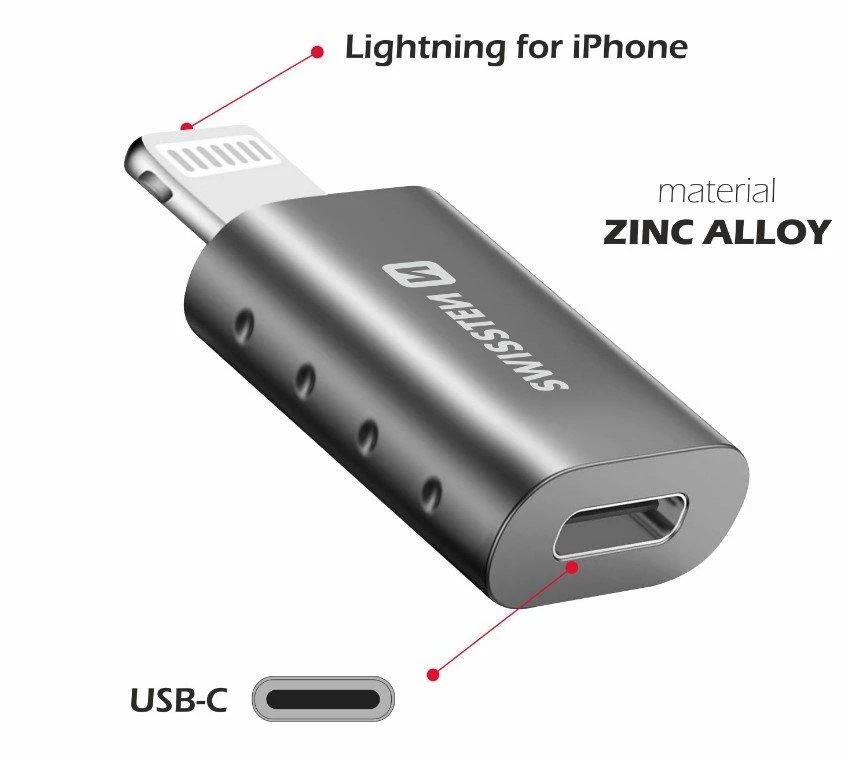 Swissten USB-C į Lightning adapteris, cinko lydinys
