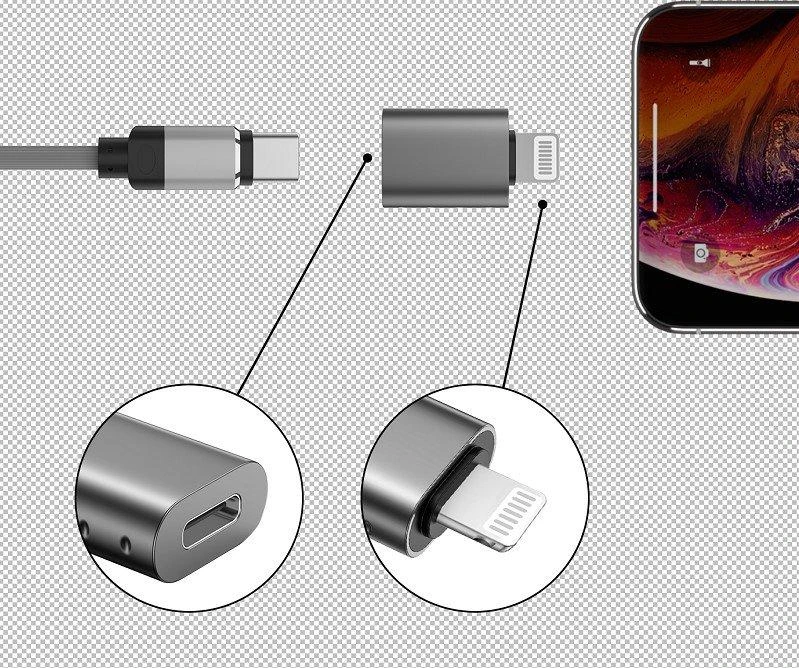 Adapteris USB Swissten USB-C - Lightning Sidabrinė (55500400)