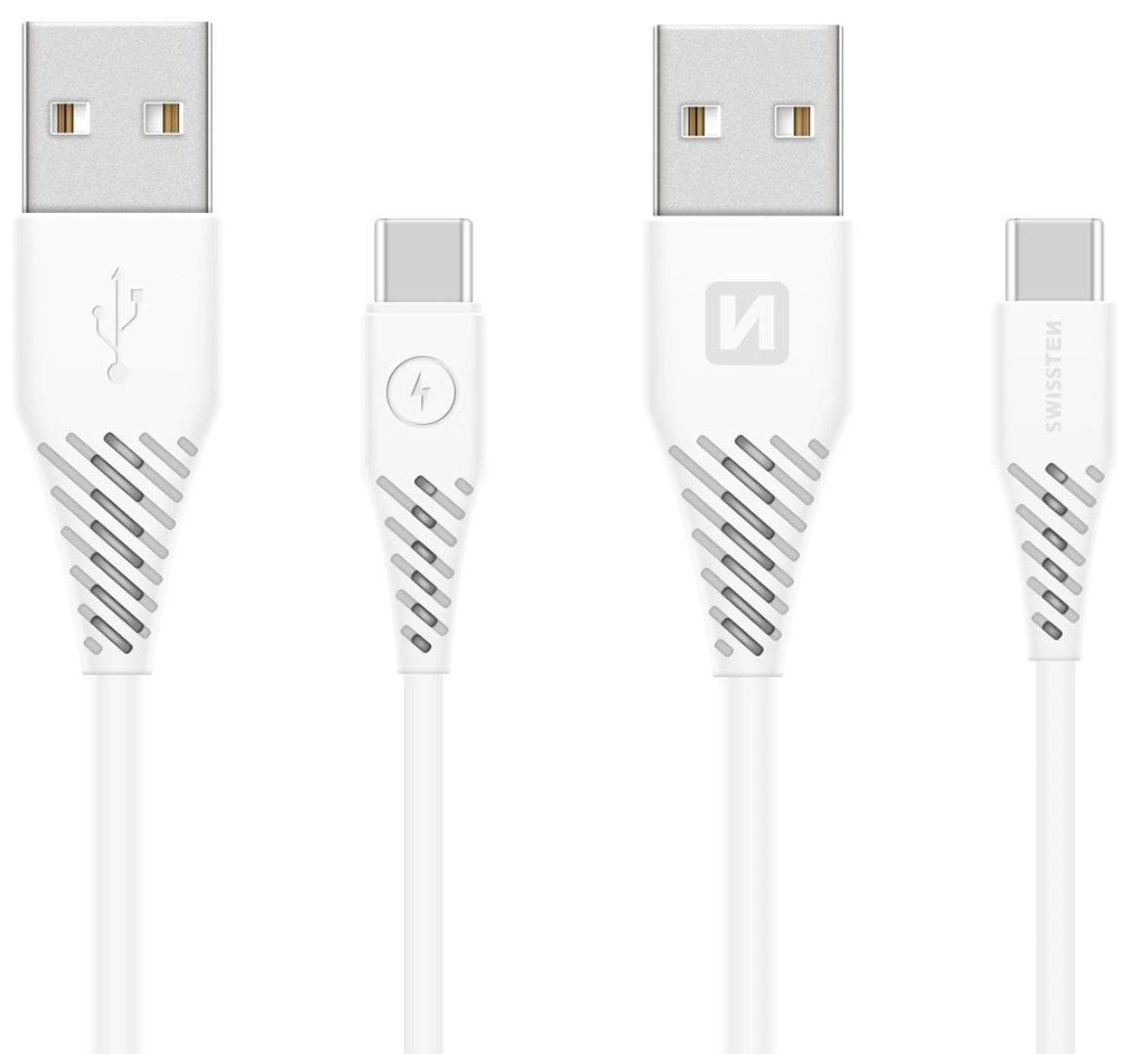 SWISSTEN duomenų kabelis USB - USB-C 3.1 (7mm) baltas 1.5m