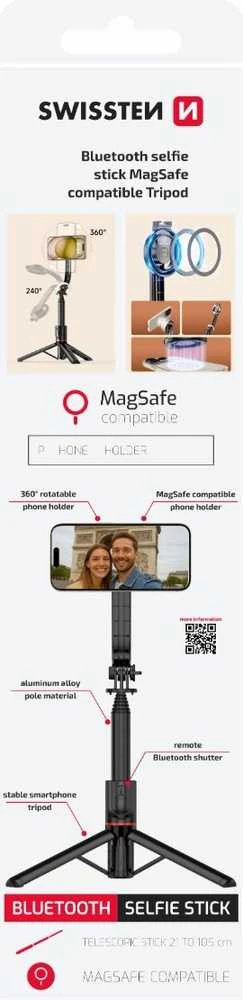 „Swissten Bluetooth“ asmenukių lazdelės trikojis (suderinamas su „MagSafe“)