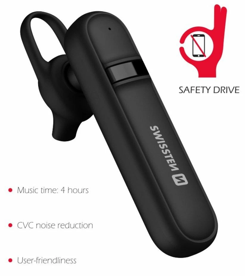 SWISSTEN Bluetooth headset caller/bluetooth Bluetooth handsfree ausinė, garsumo reguliavimas, juoda, bluetooth