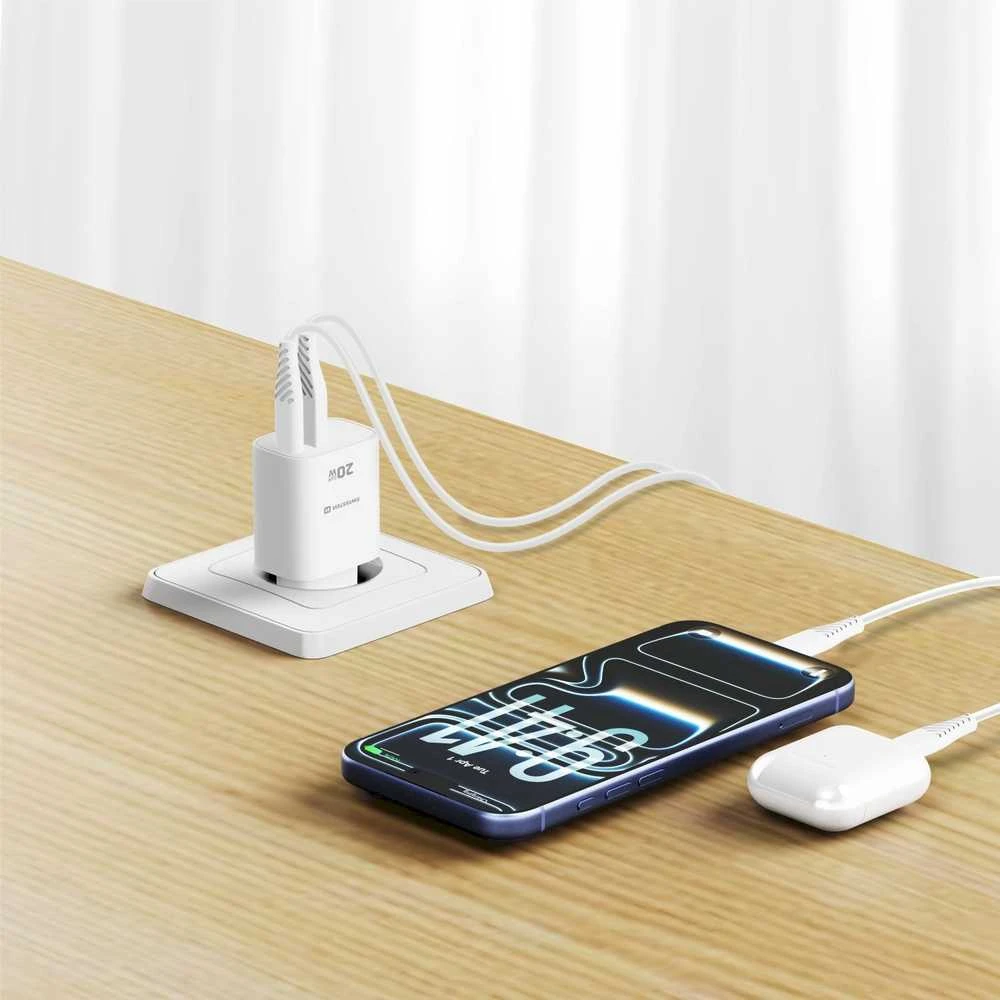 „Swissten Edge GaN“ kelioninis įkroviklis GaN USB-C PD 20W + USB-A 18W QC
