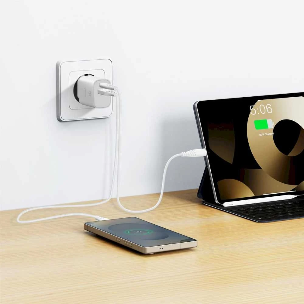 „Swissten Edge GaN“ kelioninis įkroviklis GaN USB-C PD 45W + USB-A 18W QC