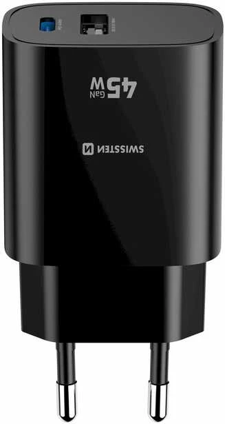 „Swissten Edge GaN“ kelioninis įkroviklis GaN USB-C PD 45W + USB-A 18W QC