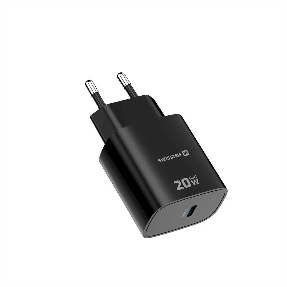 „Swissten Edge“ kelioninis įkroviklis USB-C GaN 20W Juodas