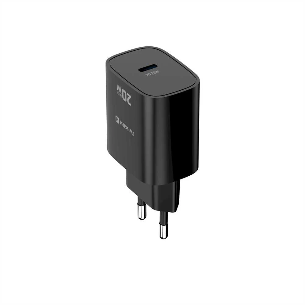 „Swissten Edge“ kelioninis įkroviklis USB-C GaN 20W Juodas