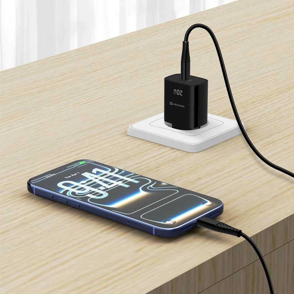 „Swissten Edge“ kelioninis įkroviklis USB-C GaN 20W Juodas