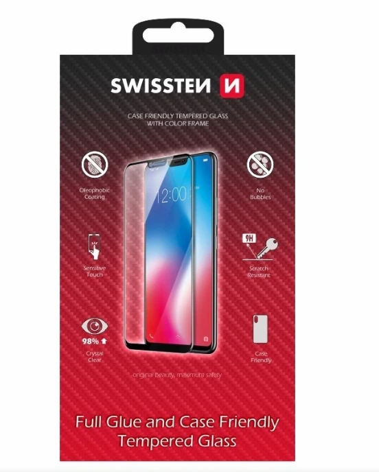 SWISSTEN FULL GLUE COLOR FRAME CASE FRIENDLY sklo pro SAMSUNG GALAXY A15 juoda