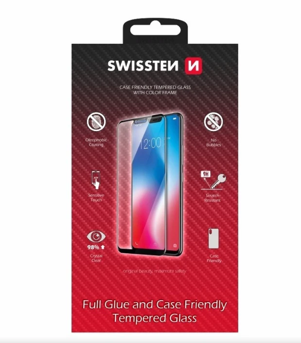 SWISSTEN FULL GLUE COLOR FRAME CASE FRIENDLY sklo pro SAMSUNG S918 GALAXY S24 ULTRA 5G juoda