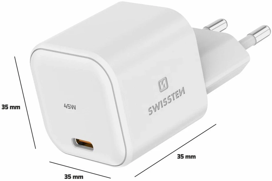 Swissten GaN kelioninis įkroviklis USB-C 45W