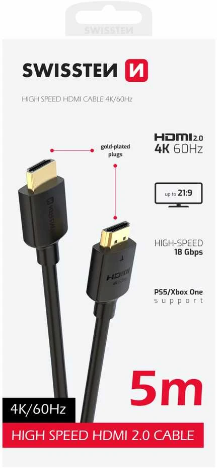 „Swissten“ HDMI į HDMI 4K kabelis, 5 m