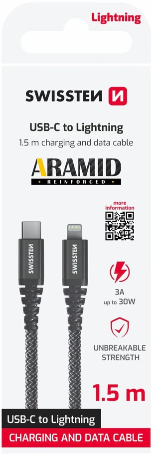 Swissten Kabelis USB Sourcing USB-C - Lightning 1.5 m Juodas (71544010)