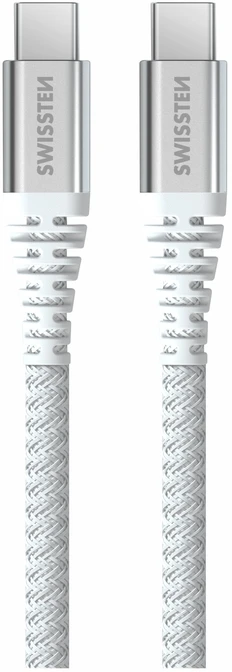 SWISSTEN ARAMID REINFORCED duomenų kabelis USB-C - USB-C 1,5 m, baltas