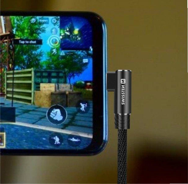 Swissten L Type Textile Universal Quick Charge 3.1 USB-C į USB-C Data ir 1,2m įkrovimo laidas
