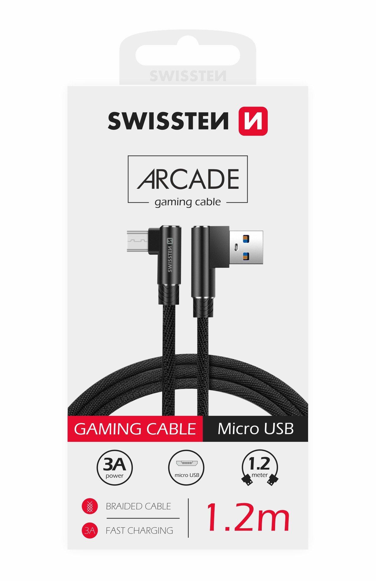 Swissten L Type Textile Universal Quick Charge 3.1 USB į micro USB duomenų ir įkrovimo laidas 1,2 m