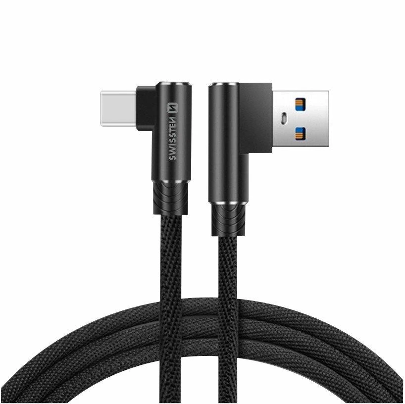 Swissten L Type Textile Universal Quick Charge 3.1 USB į USB-C Data ir 1,2 m įkrovimo laidas
