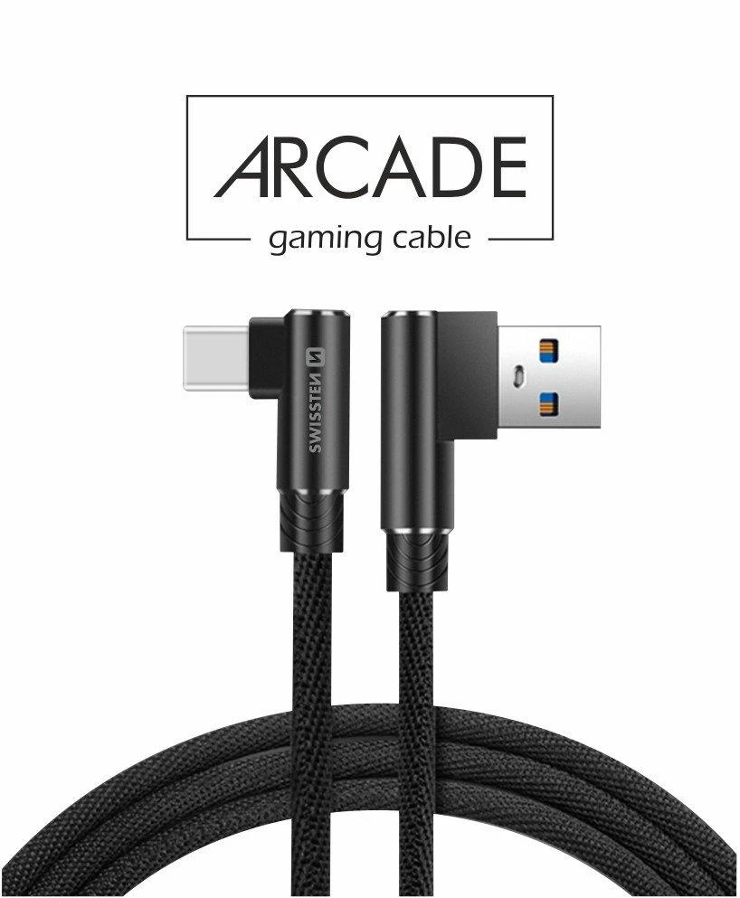 Swissten L Type Textile Universal Quick Charge 3.1 USB į USB-C Data ir 1,2 m įkrovimo laidas