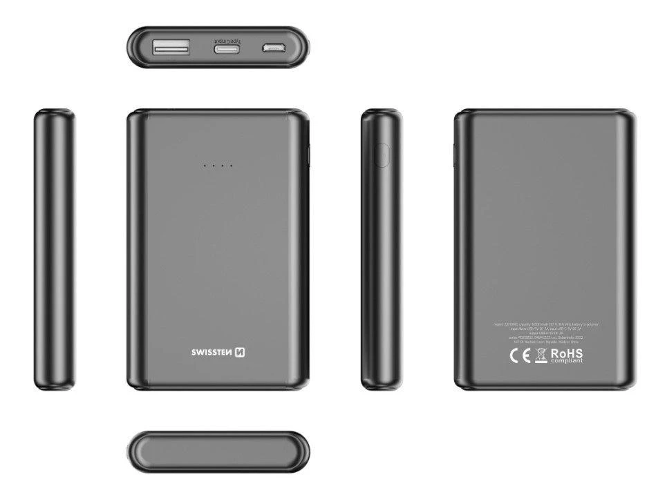 Swissten Powerbank Sourcing MINISW5K 5000 mAh Juodas