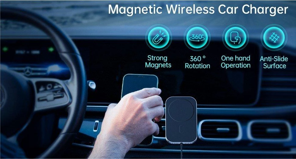 Swissten Magsafe Air Vent automobilio laikiklis su 15 W belaidžiu įkrovimu