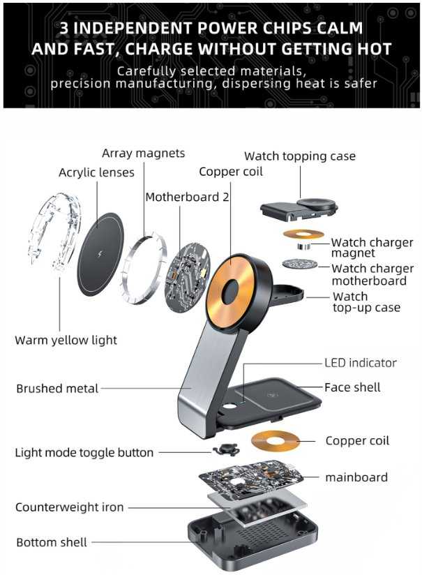Swissten MagSafe Wireless Charger 3in1 25W