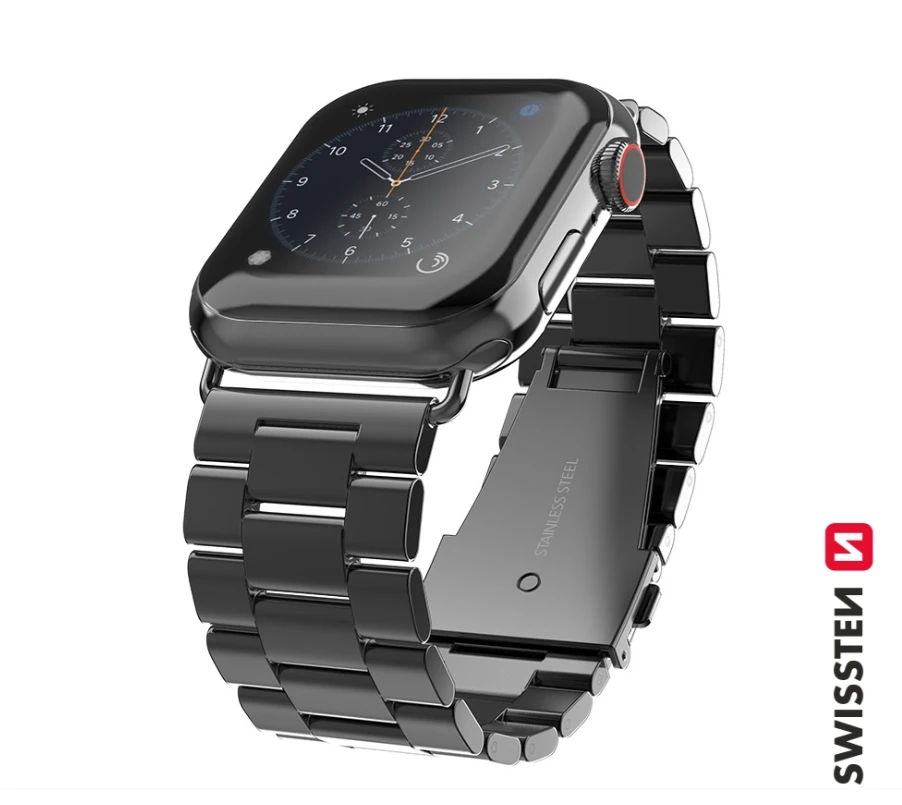 Swissten Metal Strap for Apple Watch 1 / 2 / 3 / 4 / 5 / 6 / SE / 38 mm /  40 mm / Juodas | Varle.lt