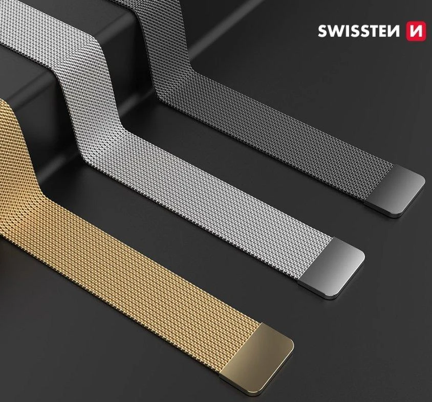 Swissten metalinis dirželis, skirtas Apple Watch 1/2/3/4/5/6/SE / 42-44 mm, Juodos spalvos