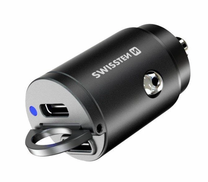 Swissten USB-C automobilinis įkroviklis su ąsele