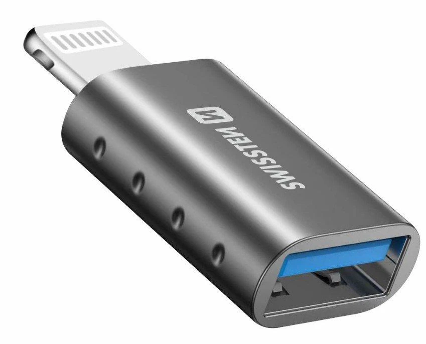 Swissten Lightning į USB adapteris, tamsiai pilkas