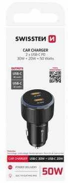 Swissten PD 2x USB-C Car Charger 50W