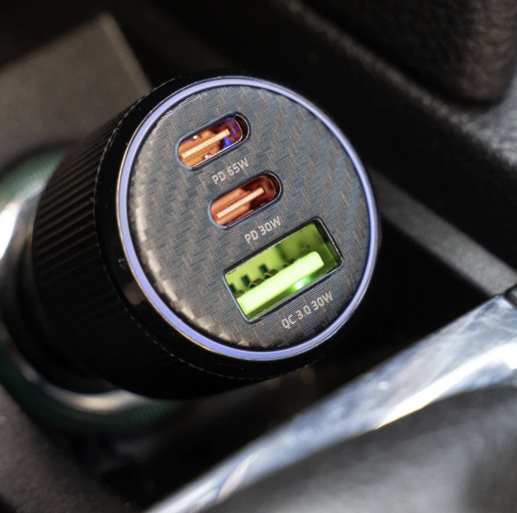 Įkroviklis Swissten PD 2x USB-C / USB automobilinis įkroviklis 95W su USB-C - USB-C laidas 1m