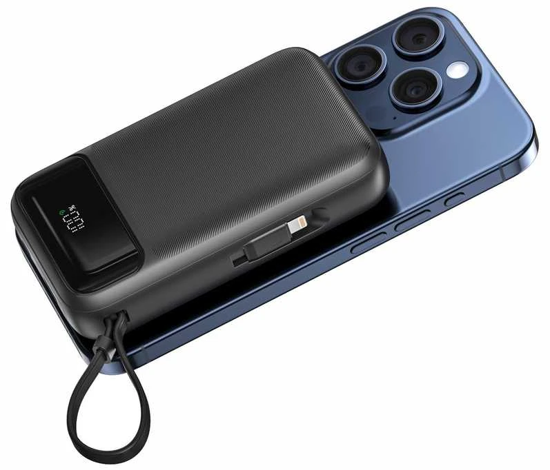 SWISSTEN Nešiojamasis įkroviklis "Powerbank" 20000 mAh PD 20W su integruotu USB-C ir „Lightning“ laidu (suderinama su „MagSafe“) 22013934