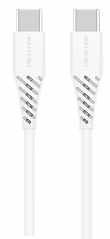 BBC Duomenų kabelis SWISSTEN TPE USB-C/USB-C (PD) 5A (100W) 2,5 m, baltas
