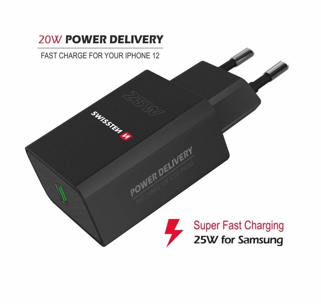 Swissten 25W USB-C įkroviklis su Power Delivery funkcija