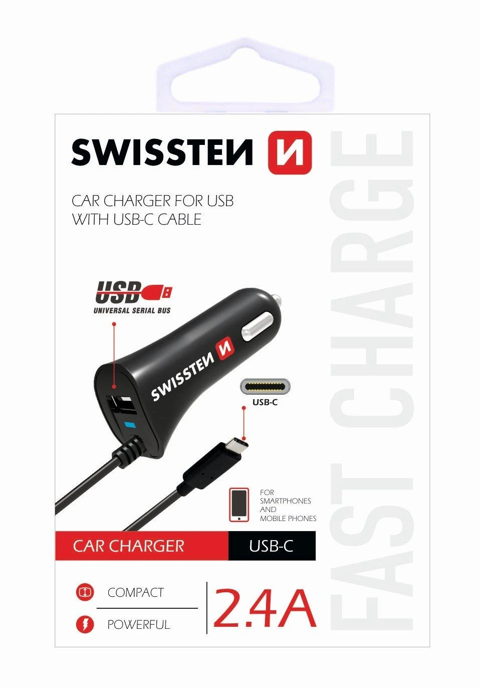 Swissten įkroviklis Vienetinis 1x USB-A 2,4 A (20111500)