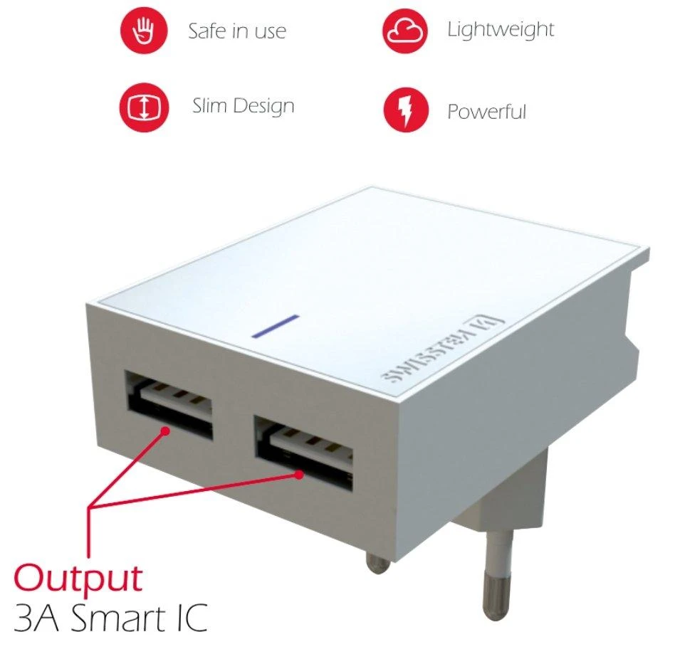 Swissten įkroviklis 2x USB-A 3 A (22047000)
