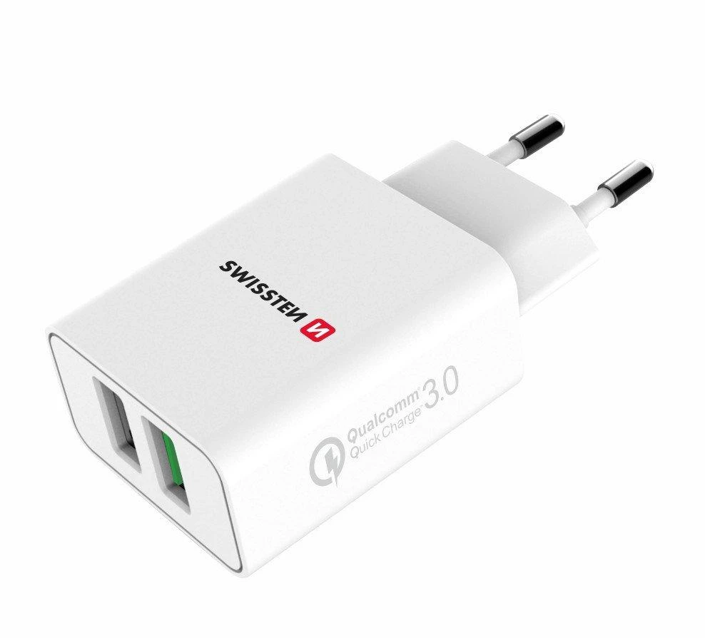 Swissten Premium kelioninis įkroviklis 2x USB / QC3.0 23W