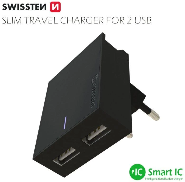 Įkroviklis Swissten 2x USB-A 3 A (22042000)