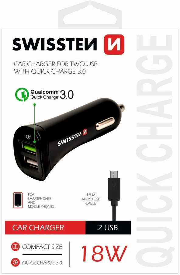 Įkroviklis Swissten 2,4 A (SW-CCH-2,4A-18W-B)