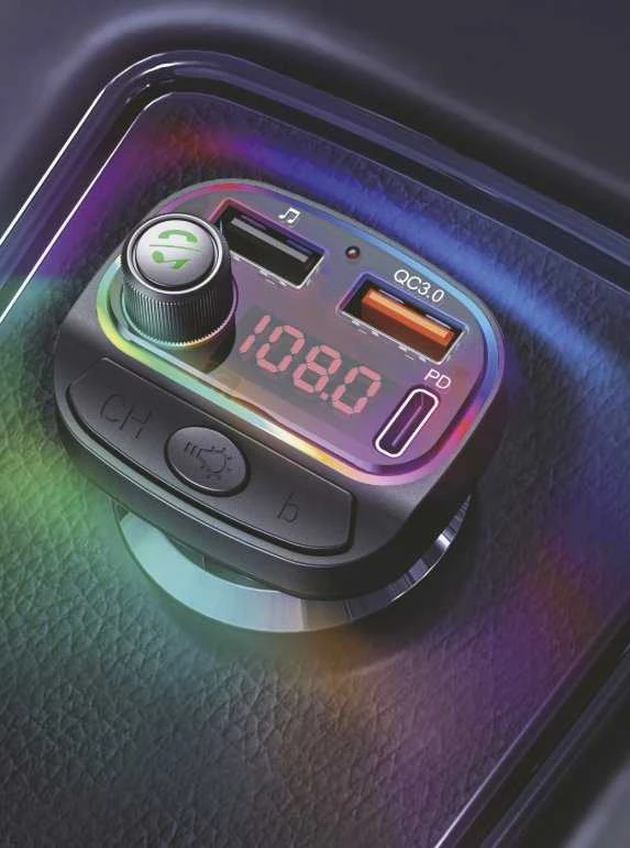 FM siųstuvas „Swissten RGB Bluetooth FM“ siųstuvas, 2x USB / USB-C