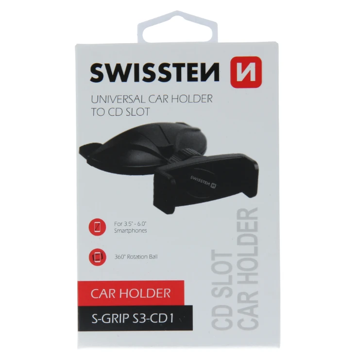 Swissten S-Grip S3-CD1 universalus automobilinis, Juodos spalvos