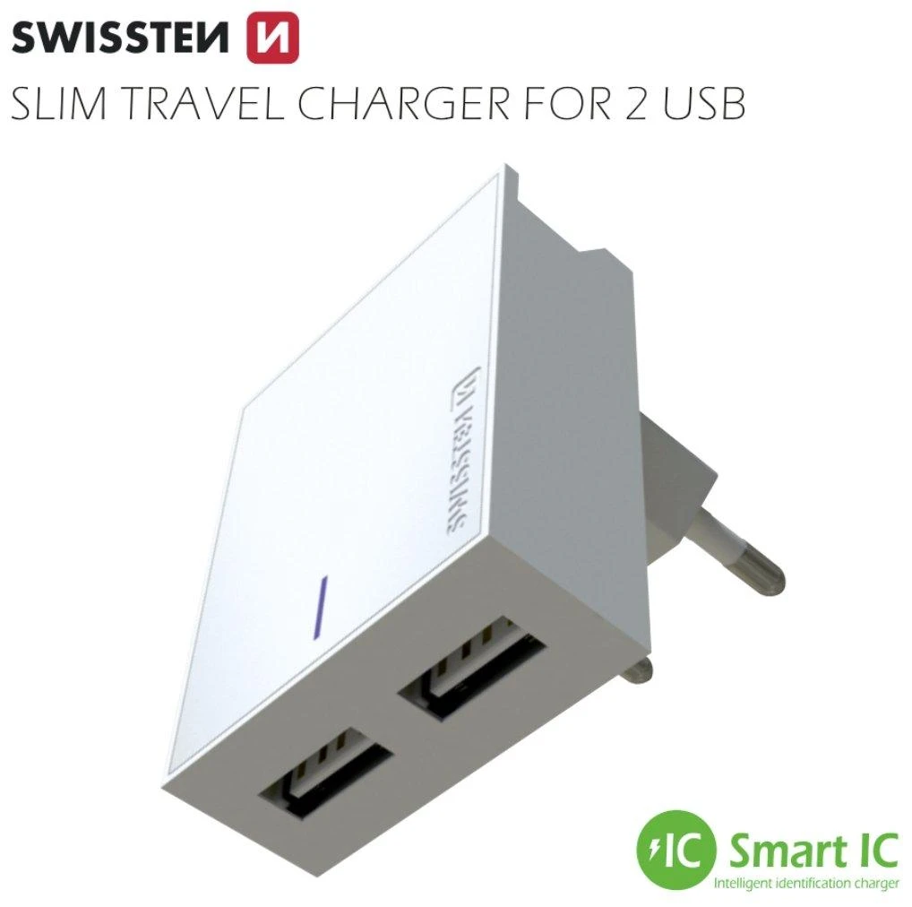 Įkroviklis Swissten 2x USB-A 3 A (22041000)