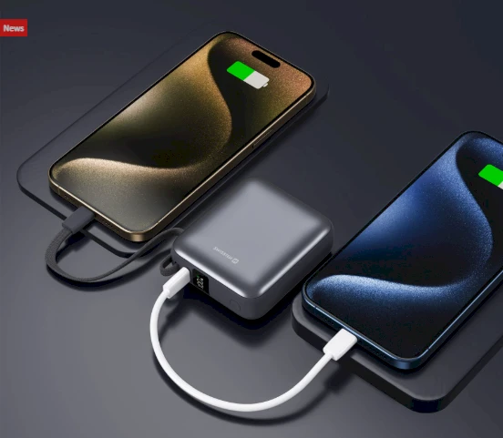 Powerbank Swissten Swissten SPACE Power Bank Universal External Baterija Built-in USB-C Cable 35W / 10000 mAh Sidabrinis