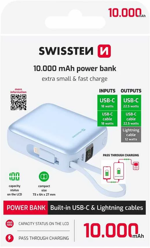 Powerbank Swissten SPACE 10000 mAh Mėlyna
