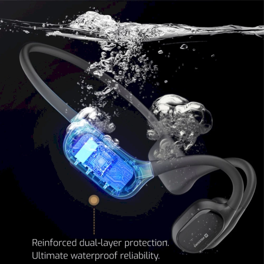 Swissten Kaulinio laidumo Bluetooth plaukimo ausinės (8GB)