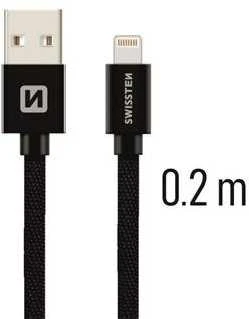 Swissten Textile Fast Charge 3A Lightning Data ir įkrovimo kabelis 20 cm
