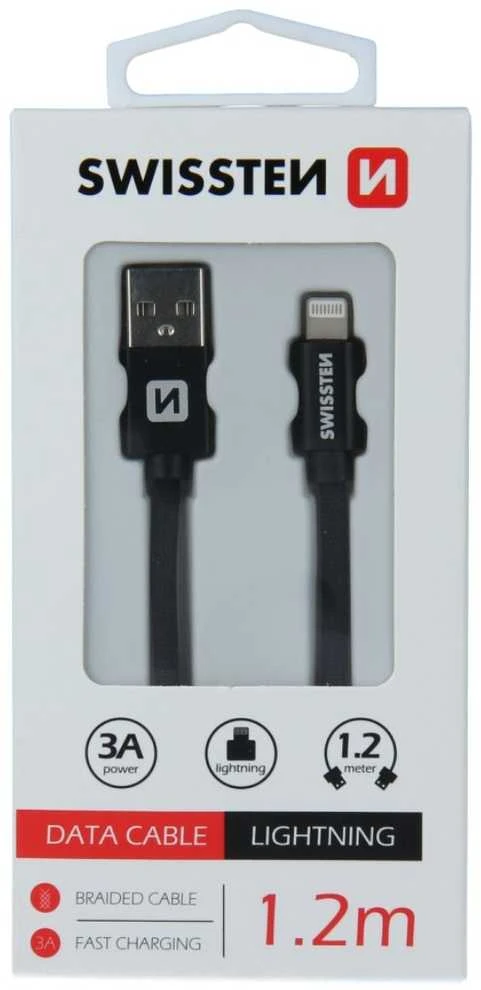 Kabelis / paskendimas USB / Lightning 1,2 M Swissten - juoda