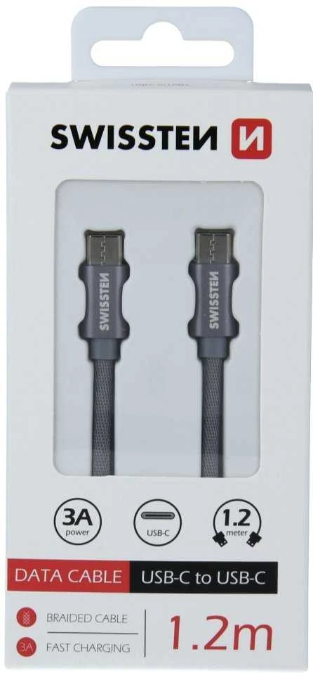 Kabelis USB Swissten USB-C - USB-C 1.2 m Juodas (71527202)