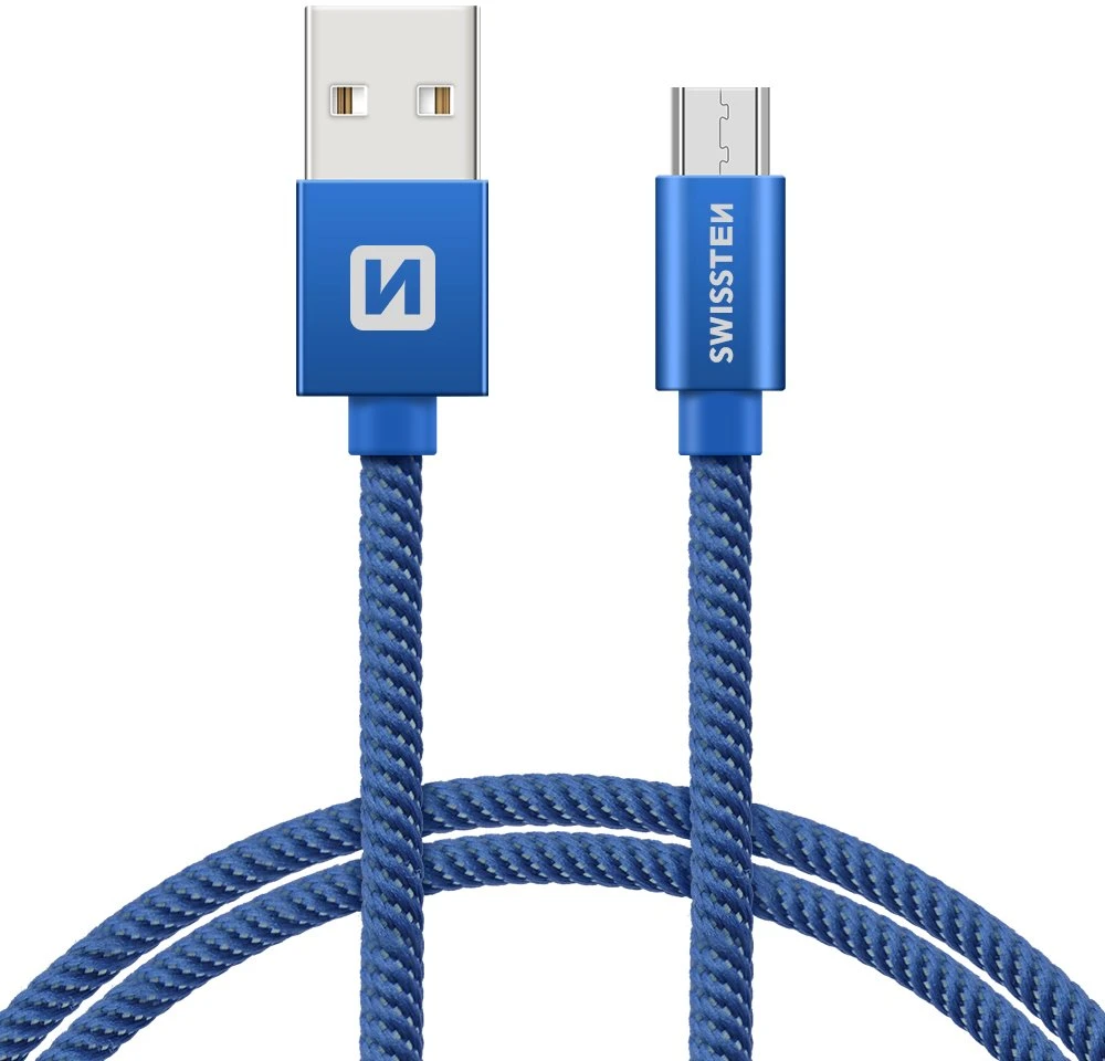 „Swissten Textile“ greito įkrovimo universalus „Micro USB“ duomenų ir įkrovimo laidas, 0,2 m