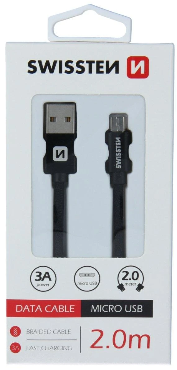 Swissten Textile Quick Charge Universalus Micro USB duomenų ir įkrovimo kabelis 2m