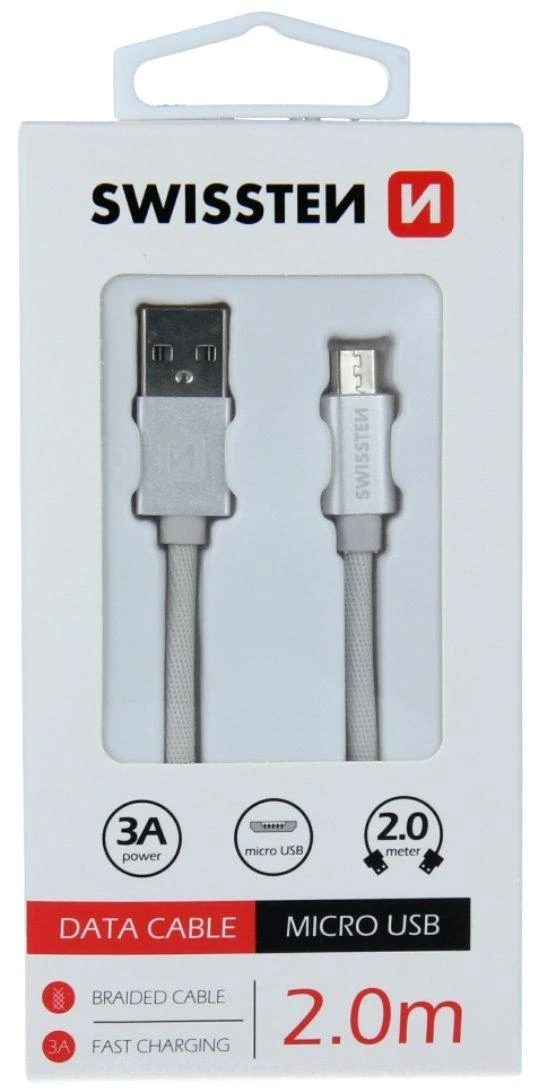 Swissten Textile Quick Charge Universalus Micro USB duomenų ir įkrovimo kabelis 2m
